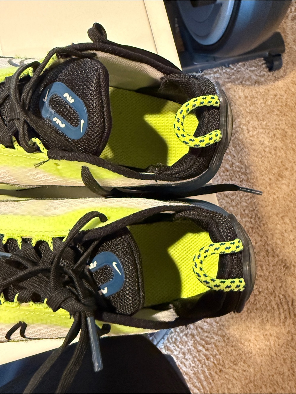 Nike Kids Neon Yellow, Black & White Athletic Sneakers - Picture 5 of 11